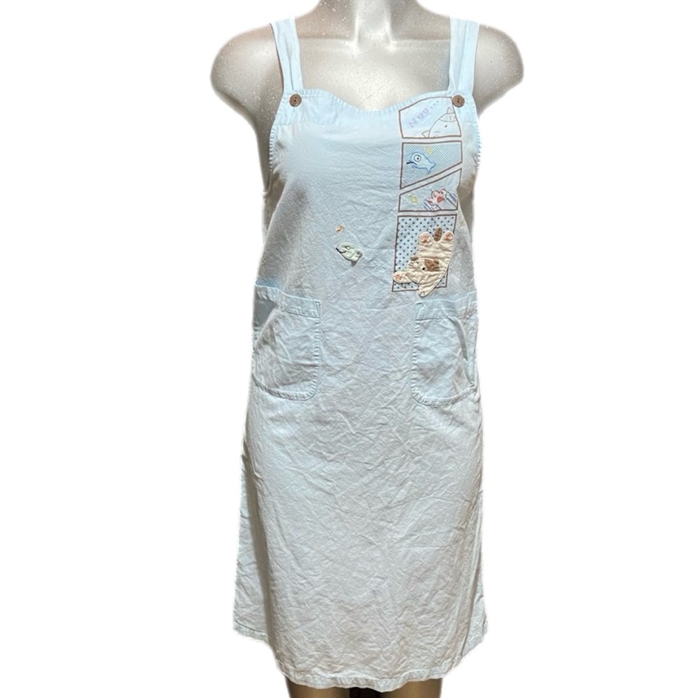 Hikosen Cara Midi Pinafore Apron Overall Dress Kittens Cottagecore Cotton Small